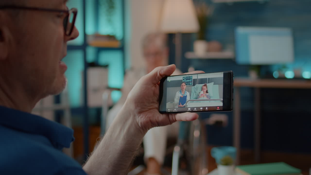 Senior couple using telehealth to consult with a doctor