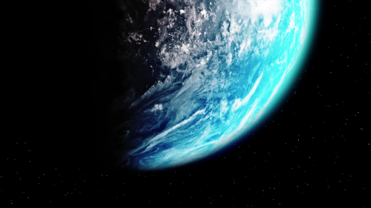 Beautiful Planet Rotating Earth from space Star Sunrise Loop Animation.