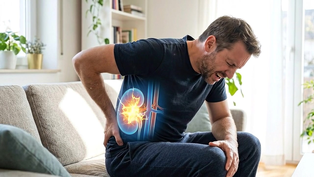 Man Suffering From Severe Kidney Pain at Home