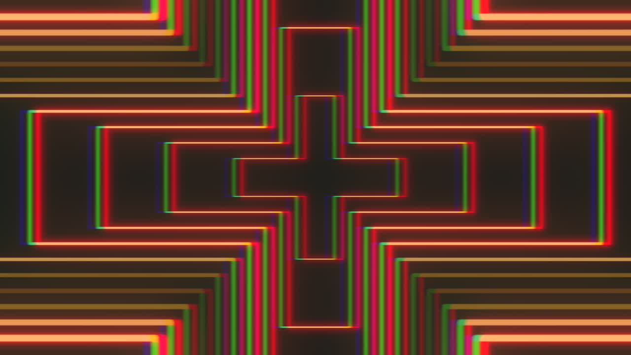 cruz amarilla de neón de movimiento con efecto de falla