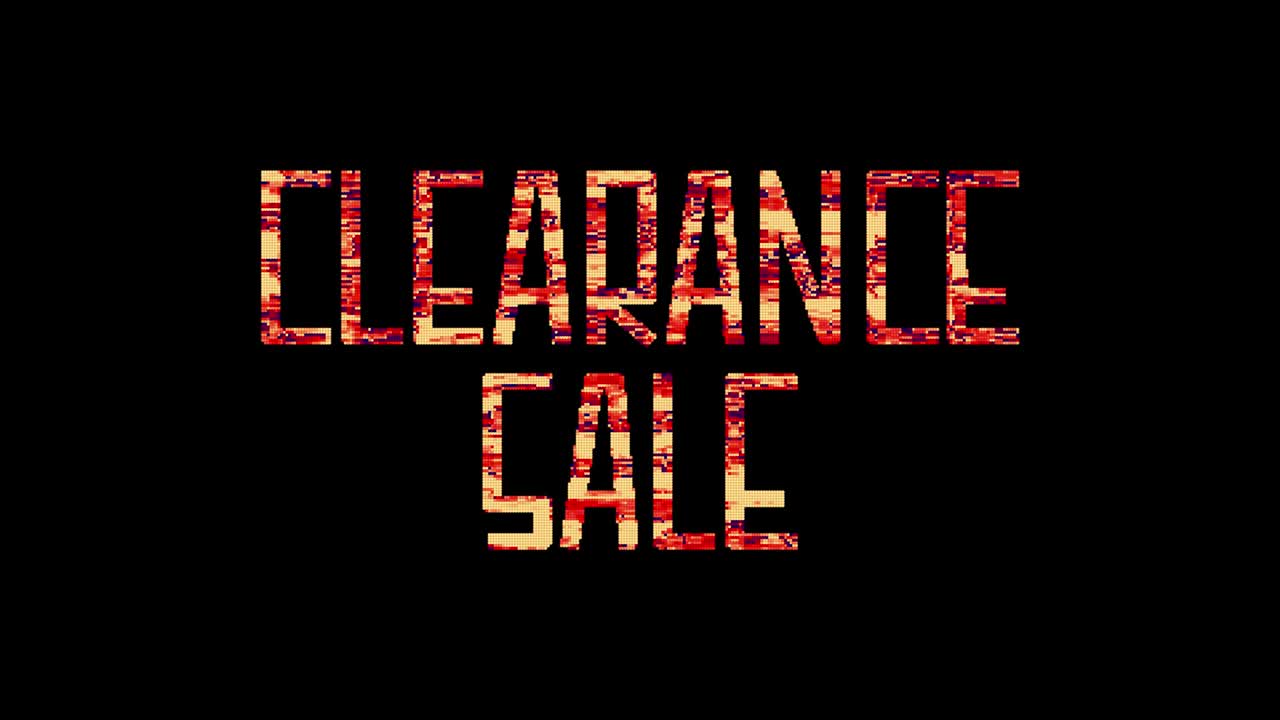 4k 글리치 클리어런스 판매 제목 3d 일러스트레이션 알파 채널 프로어 4444 인코드를 사용하여 분리되었습니다.