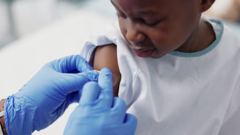 doctor, patient and plaster for vaccine