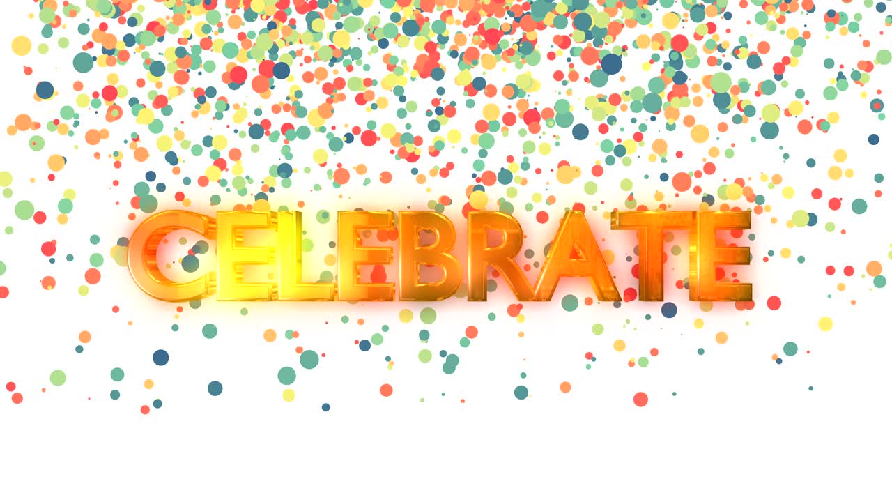 Celebrate Text with Particle Colorful Background