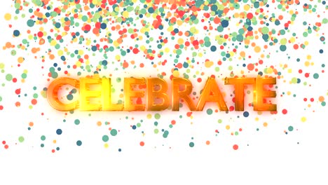 celebrar el texto con el fondo colorido de la partícula