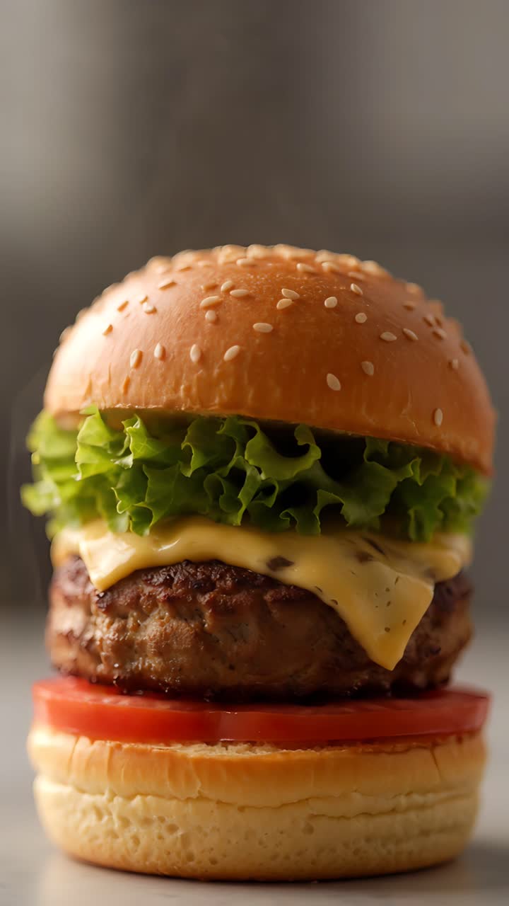 Hamburger Succoso Primo Piano Sfondo Bokeh 4K