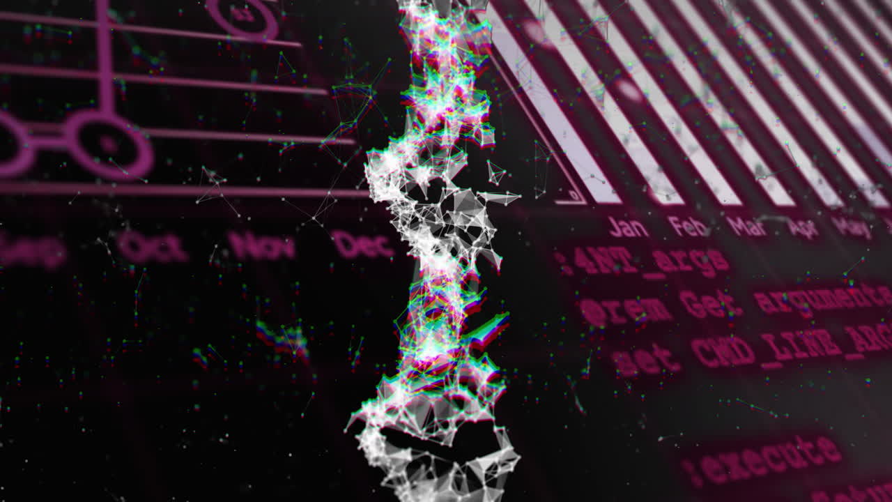 DNA strand and binary coding in scientific data processing animation for school