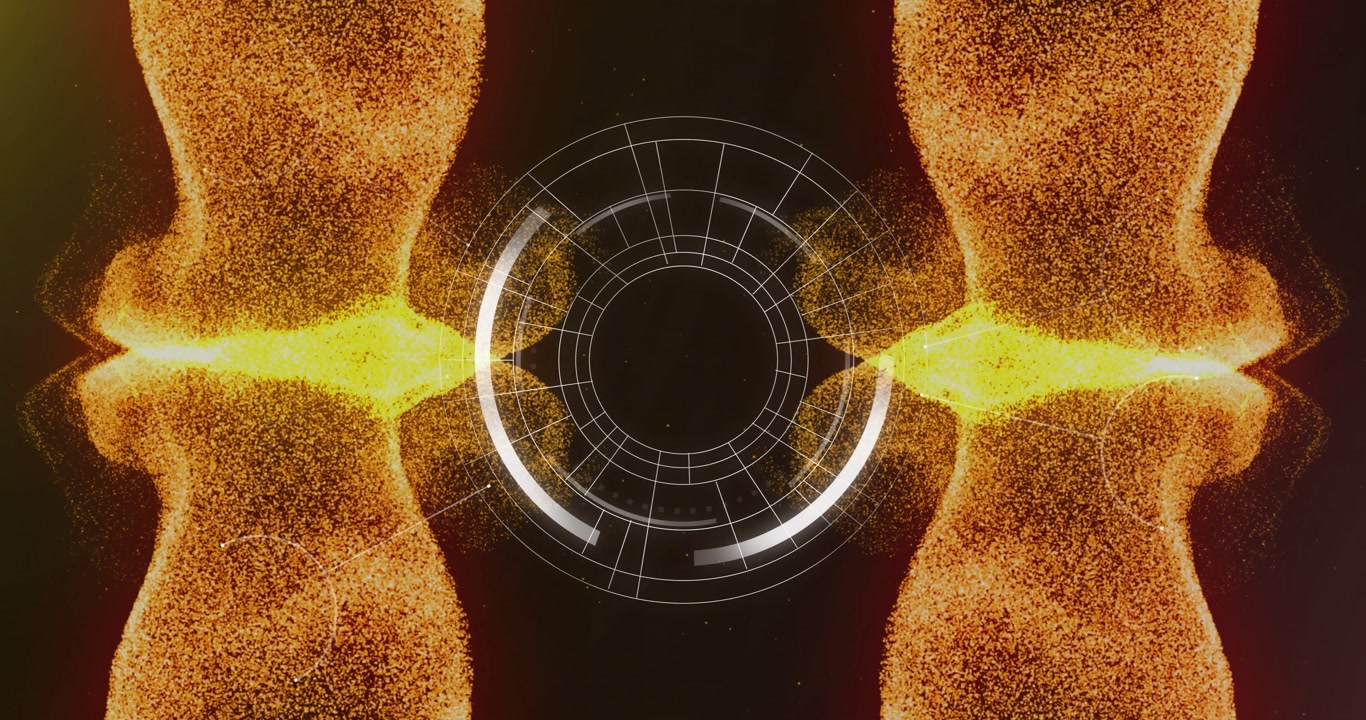Animation of scope scanning over shapes on black background