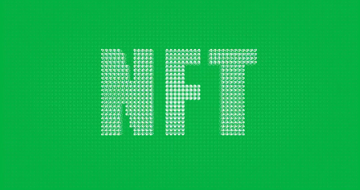 Animation af hvid NFT på gennemsigtig baggrund