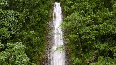 aerial drone closeup pullback shot of waterfall