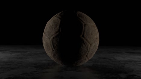 loop of aged rotated soccer ball on grunge floor