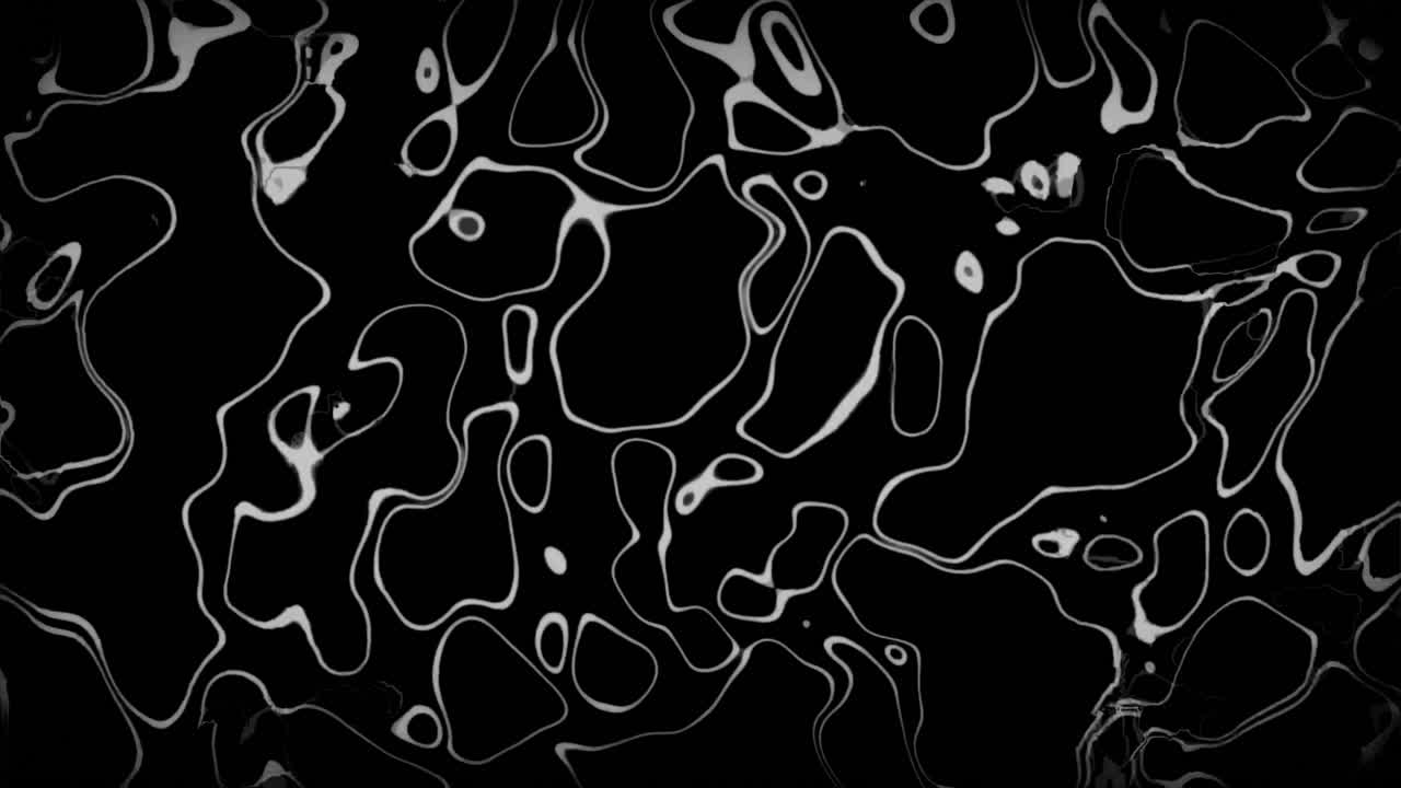 Forme organiche astratte in bianco e nero che scorrono e si trasformano