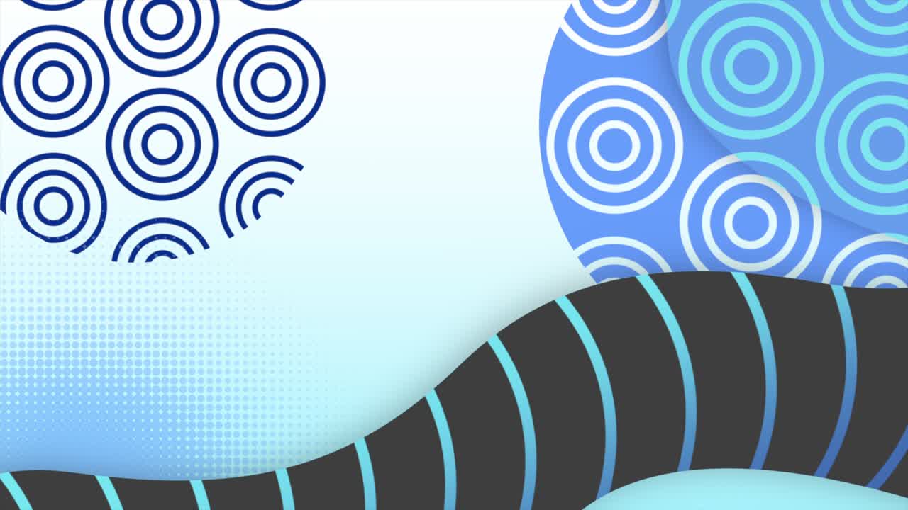 estilo corporativo con círculos geométricos azules y patrón de ondas
