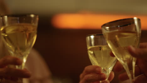 daughter toasting with her parents