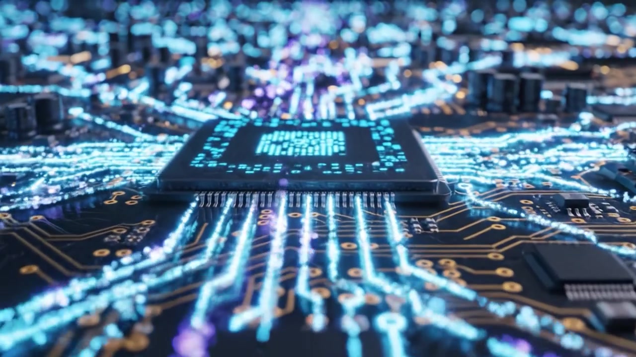 A Detailed Exploration of a Futuristic Circuit Board Embellished with Brilliant Lights and Intricate Pathways Highlighting Advanced Technology and Digital Networks