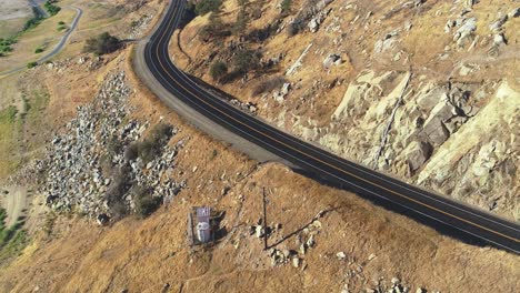 drone panning a road with cars driving