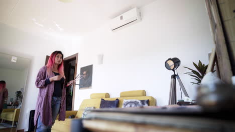 south korean creative arts artist checking her work for changes