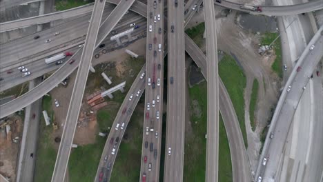 this video is about a birds eye view of rush hour traffic on major freeway in houston