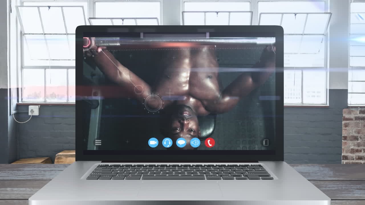 animación de una tableta que muestra a un hombre afroamericano haciendo ejercicio.