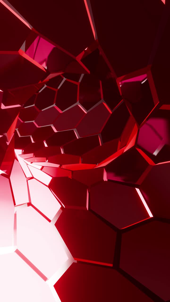 3D animation of hexagon tunnel futuristic corridor in loop
