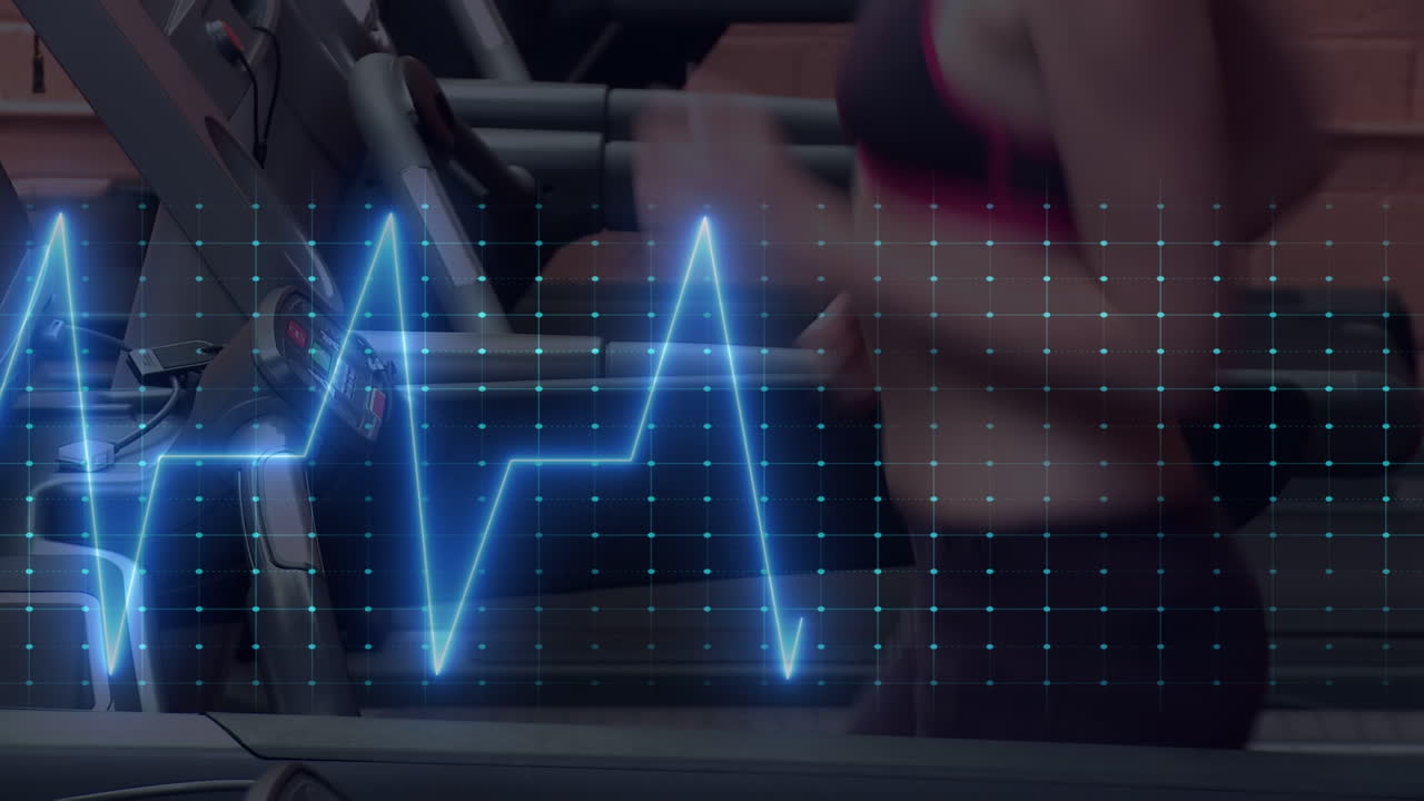 운동하는 백인 여성에 대한 심장 촬영의 애니메이션