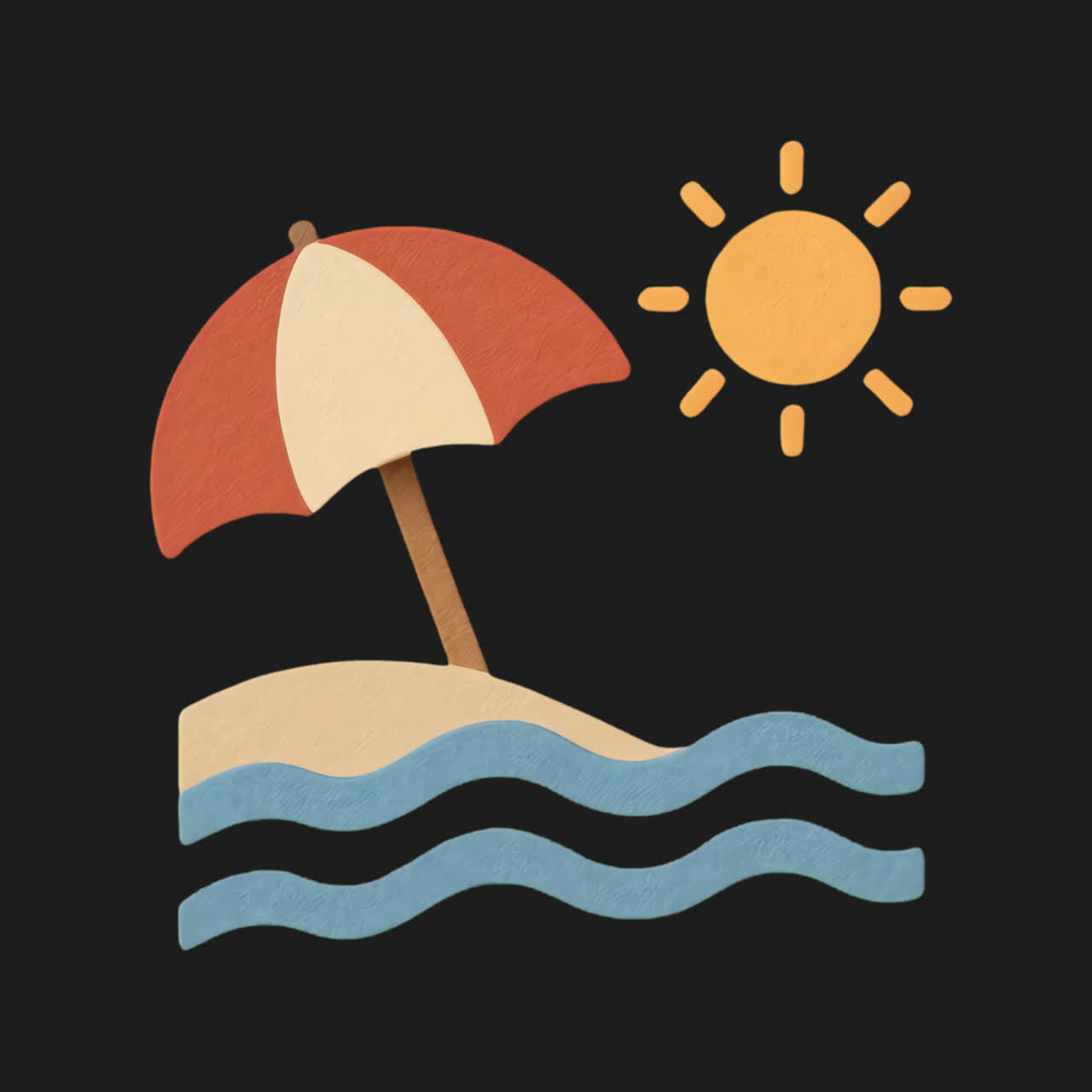 Beach relaxation under sun animation isolated asset, transparent 4K video, alpha channel, ProRes