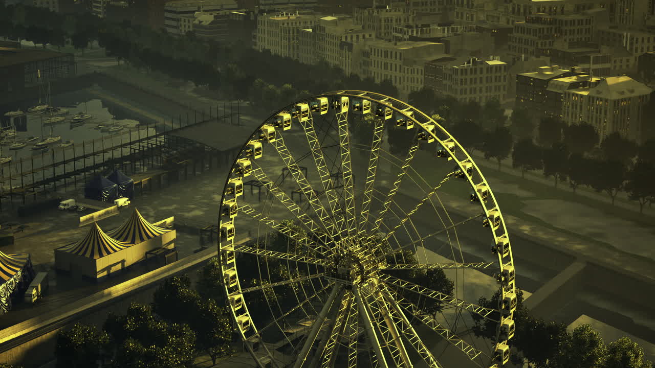Ferris Wheel at a City Waterfront