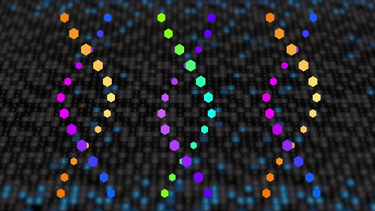 Animation of dna strands over black background
