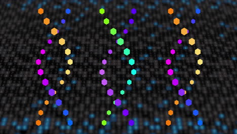animación de cadenas de adn sobre un fondo negro
