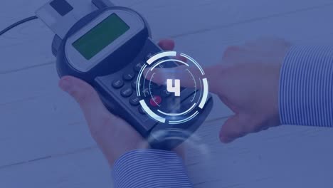 animation of scope scanning with countdown over payment terminal