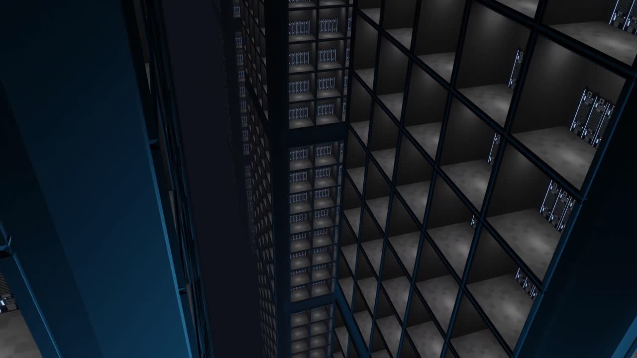 animación de luces parpadeando en los servidores en la sala de servidores