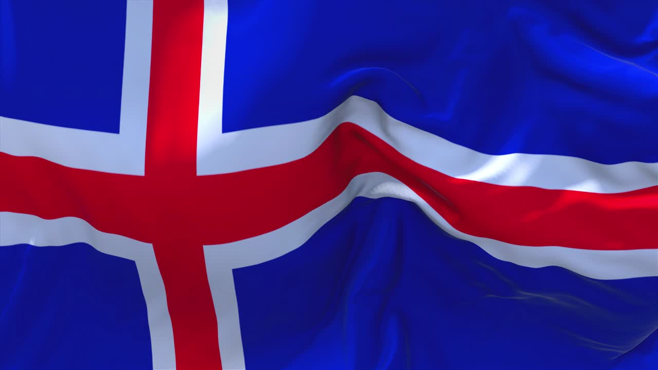 la bandera de islandia ondeando en el viento animación en cámara lenta 4k textura de tela realista bandera suave