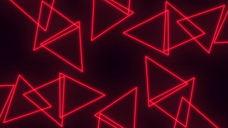 A striking red neon design featuring triangles arranged in a circular pattern against a black backdrop. The glowing effect creates a futuristic and mesmerizing visual