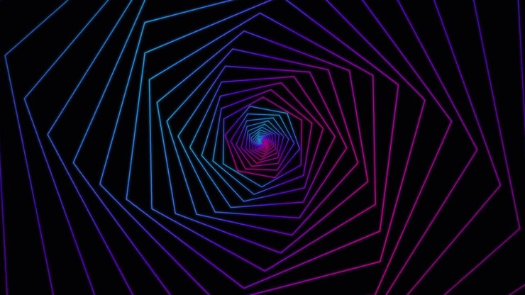 Animação de Túnel Espiral Geométrico Abstrato Neon
