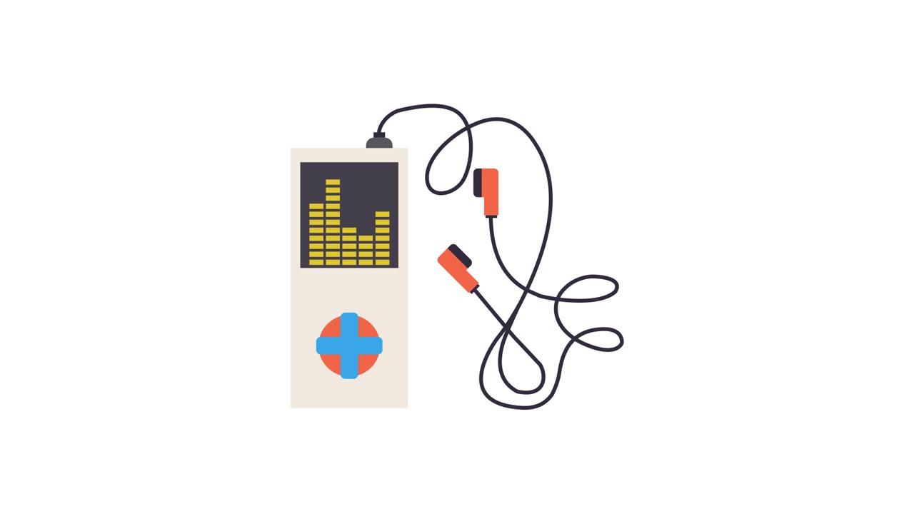 Animated MP3 Player with Headphones and Music Equalizer