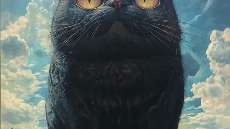 black cat portrait with large eyes