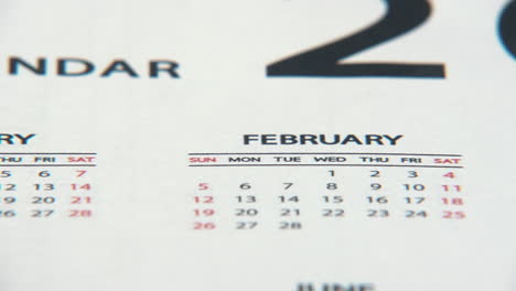 2023 calendar months moving left to right closeup view