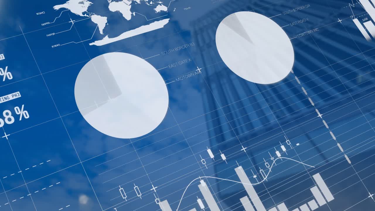 높은 건물의 낮은 각도 시야에 대한 통계 데이터 처리의 애니메이션