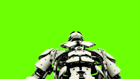 robot android is presses the button. realistic looped motion on green screen background. 4k