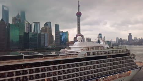 viking sun cruise ship at port in shanghai, china