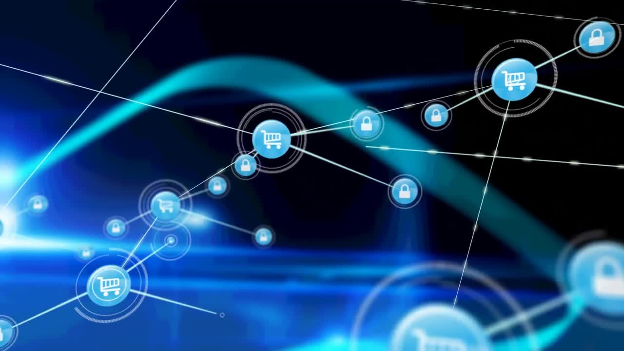 animación de la red de conexiones sobre el fondo de la marina