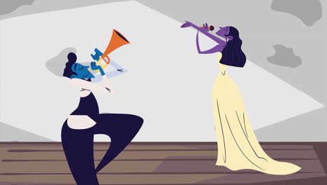 artistas que tocan instrumentos musicales animación