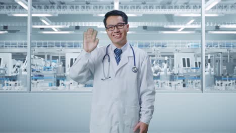 doctor welcoming in a modern factory setting