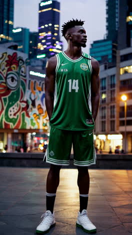 basketball player in green jersey
