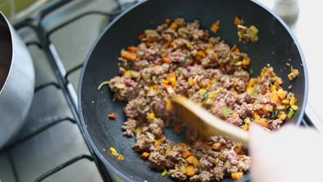 spicy ground beef - close up