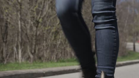 a man alone doing his morning routine walking outdoors - close up shot