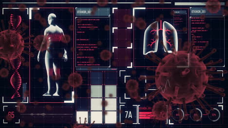 Animation-Zur-Analyse-Des-Menschlichen-Körpers-Und-Der-Lunge-Anhand-Von-Viruspartikeln-Und-Medizinischen-Daten