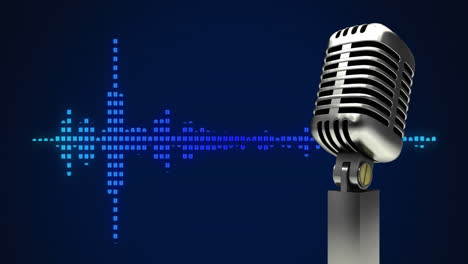 animation of microphone over moving columns on black background