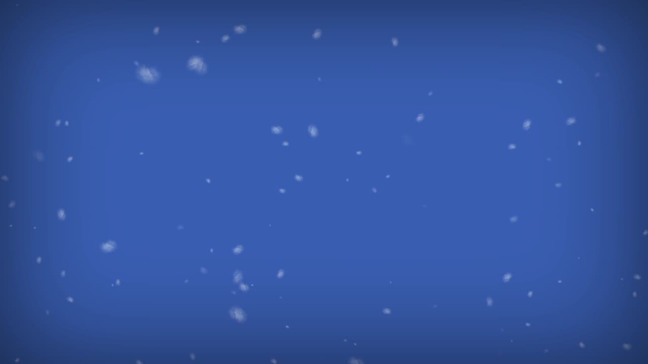 flocos de neve caindo em fundo azul, neve de inverno. 4k