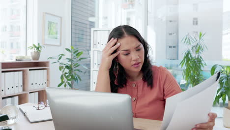 Asian-woman,-laptop-and-confused