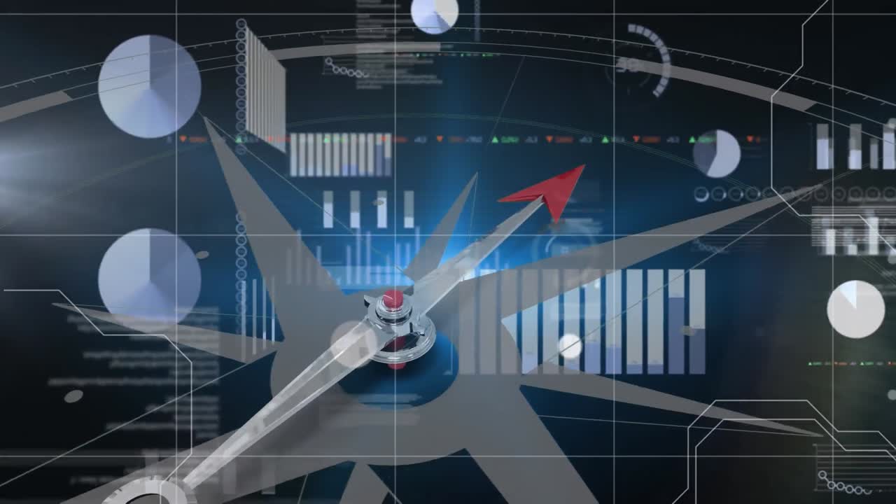 Animation of compass and data processing